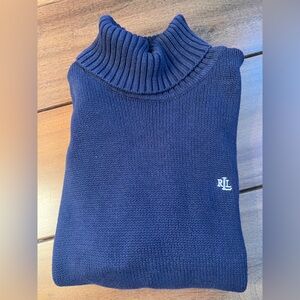 Ralph Lauren Women’s Chunky Knit  Turtleneck Sweater in Navy Blue
